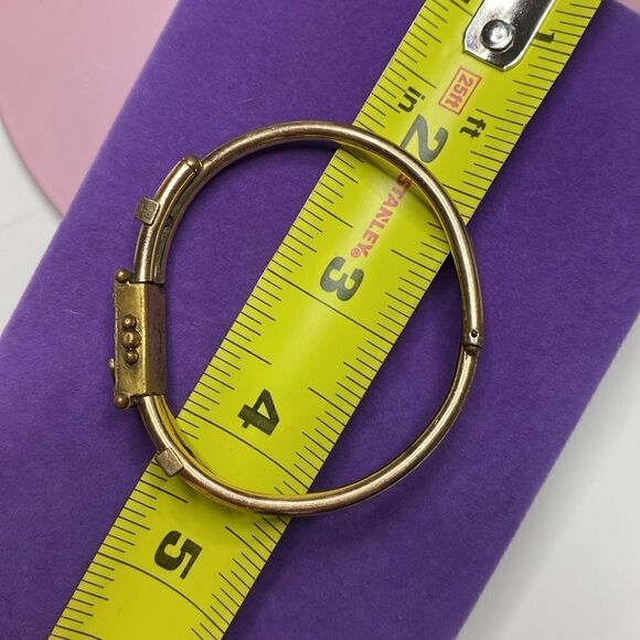 💛 Antique 12k Gold Filled Floral Leaf Bangle Bracelet - Picture 4 of 7